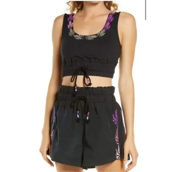Free People Movement Crop Top Women's Friday Night Lights Black Size XS NWT - Picture 3 of 10